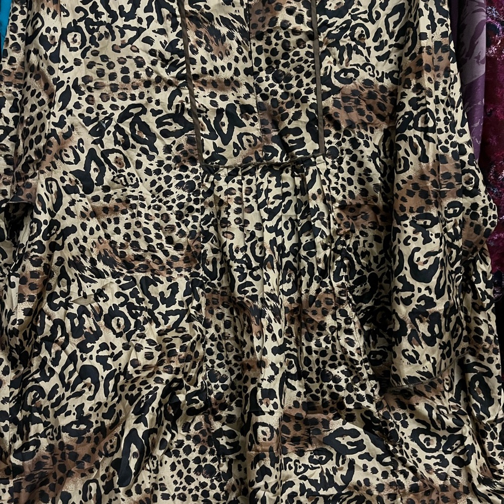 Leopard Print Peasant Blouse